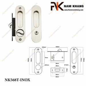 Khóa âm cửa lùa NK568T-INOX (Màu Inox)