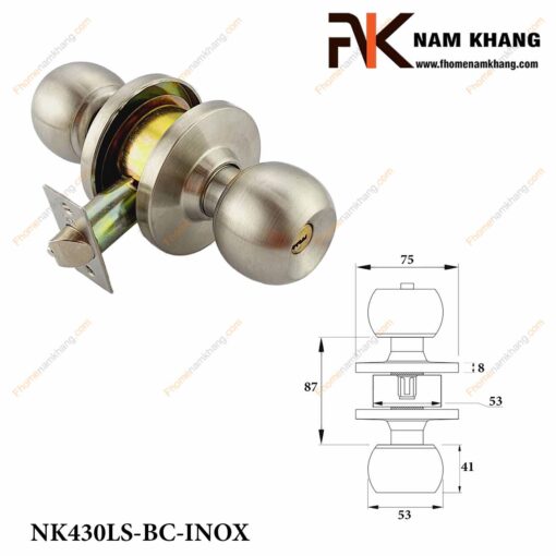 Khóa cửa tay nắm tròn NK430LS-BC-INOX (Màu Inox)
