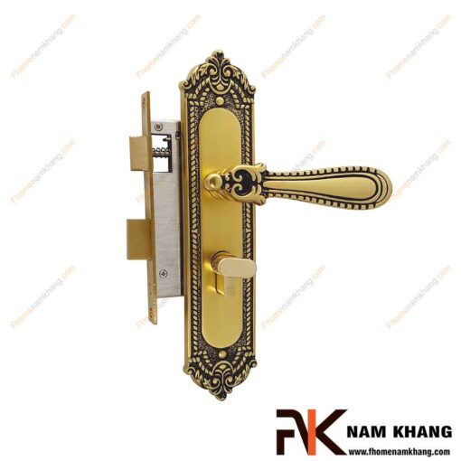 Khóa cửa thông phòng bằng đồng hoa văn cổ điển NK582M-OR FHOMENAMKHANG