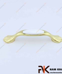 Tay nắm cửa tủ bếp bằng sứ trắng mạ vàng NK019-TV2
