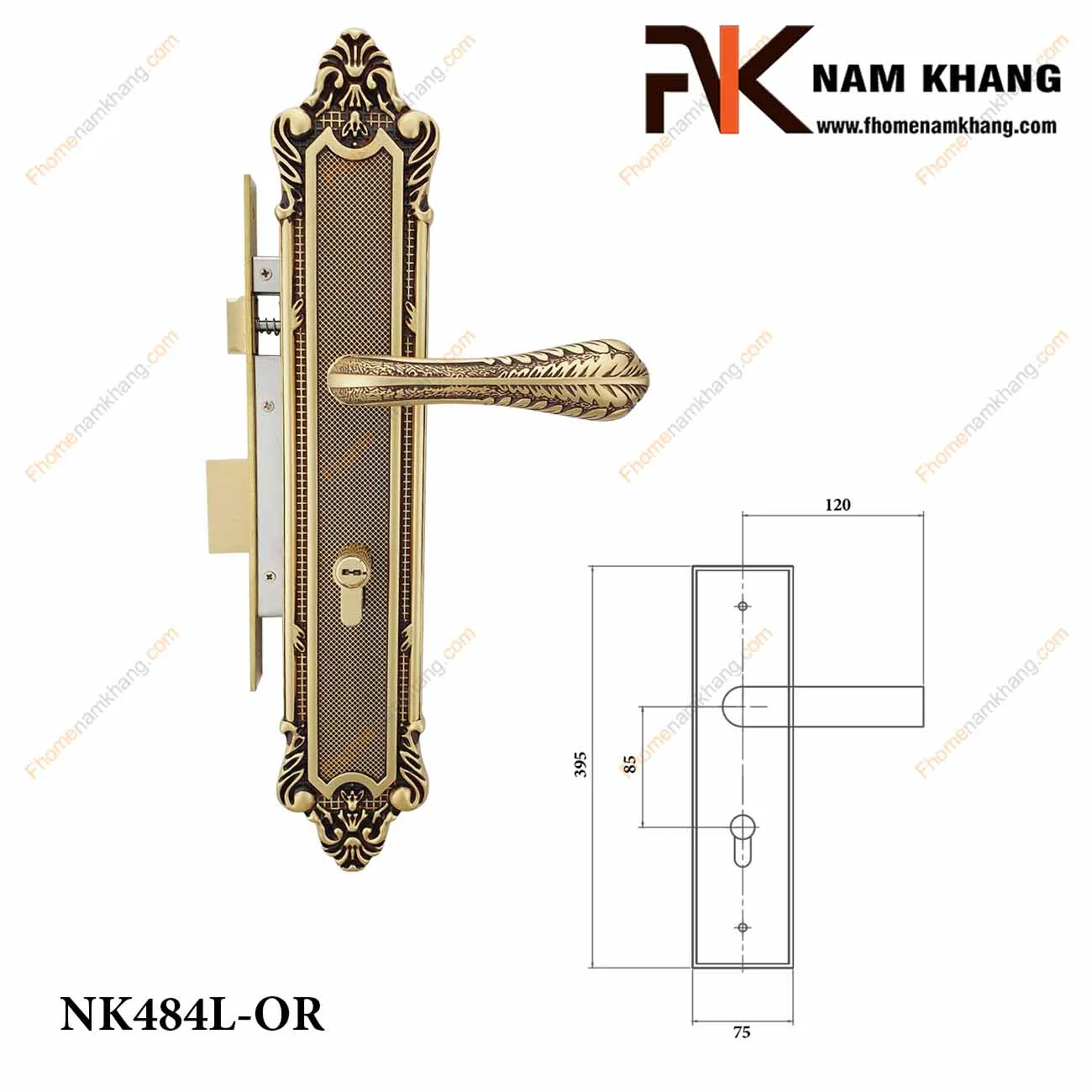 Khóa cửa chính NK484L-OR (Màu Đồng Vàng) Khóa cửa chính NK484L-OR (Màu Đồng Vàng)