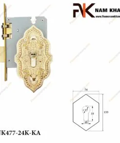 Khóa âm lắp với tay nắm cửa NK477-24K-KA (Màu Đồng Vàng)