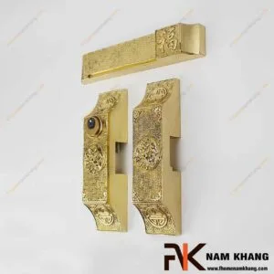 Khóa cửa bức bàn cổ điển bằng đồng cao cấp NK580-V 6 Khóa cửa bức bàn NK580-V (Màu Đồng Vàng)