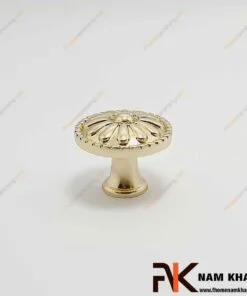 Núm nắm tủ hoa văn màu vàng bóng NK027L-V 1 Núm nắm cửa tủ màu vàng NK027L-V